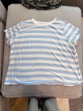 Old Navy Blue and White Striped Bedding Sheet
